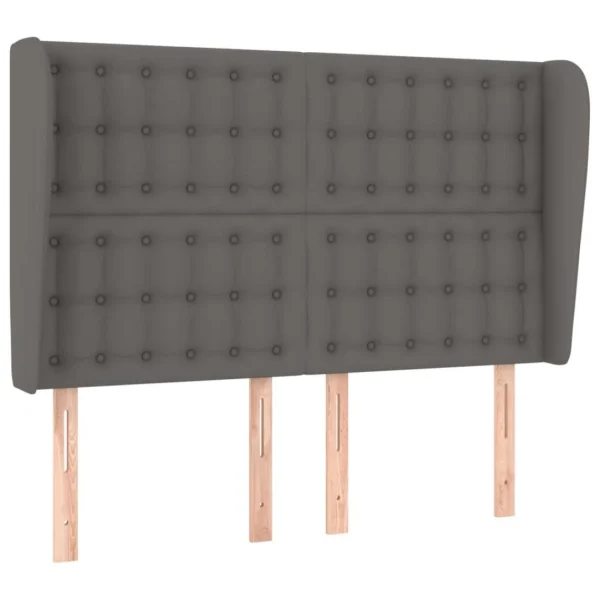 REMISE allant jusqu. VidaXL Tête De Lit Avec Oreilles Gris 147x23x118/128 Cm Similicuir 3