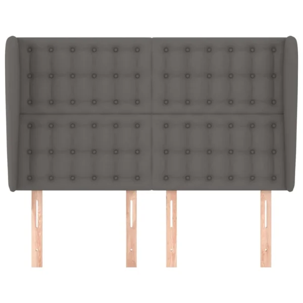 REMISE allant jusqu. VidaXL Tête De Lit Avec Oreilles Gris 147x23x118/128 Cm Similicuir 4
