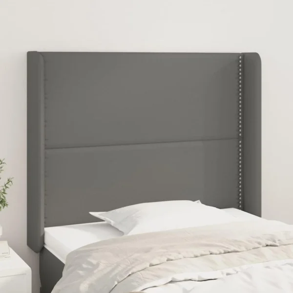 VidaXL Tête De Lit Avec Oreilles Gris 93x16x118/128 Cm Similicuir excellent qulity 1