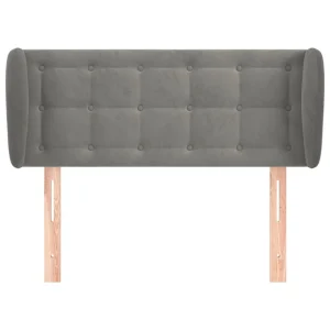 marque pas cher VidaXL Tête De Lit Avec Oreilles Gris Clair 103x23x78/88 Cm Velours 11