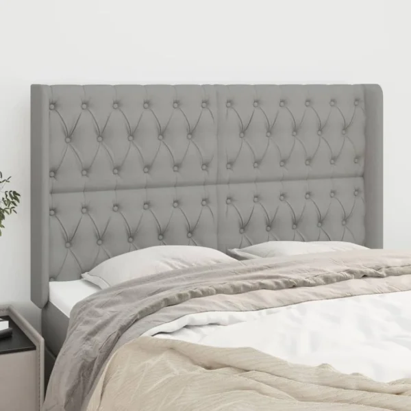 acheter VidaXL Tête De Lit Avec Oreilles Gris Clair 147x16x118/128 Cm Tissu 1