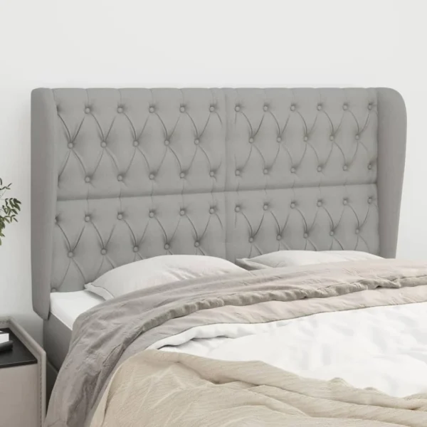 VidaXL Tête De Lit Avec Oreilles Gris Clair 147x23x118/128 Cm Tissu mode pas cher 1