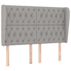 VidaXL Tête De Lit Avec Oreilles Gris Clair 147x23x118/128 Cm Tissu mode pas cher 9