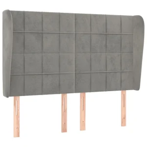 garantis authentique VidaXL Tête De Lit Avec Oreilles Gris Clair 147x23x118/128 Cm Velours 9