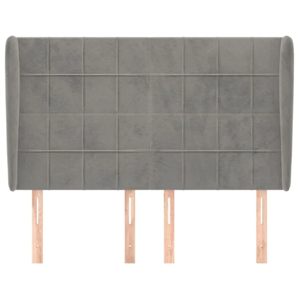 garantis authentique VidaXL Tête De Lit Avec Oreilles Gris Clair 147x23x118/128 Cm Velours 4