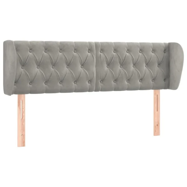 boutique paris VidaXL Tête De Lit Avec Oreilles Gris Clair 147x23x78/88 Cm Velours 3