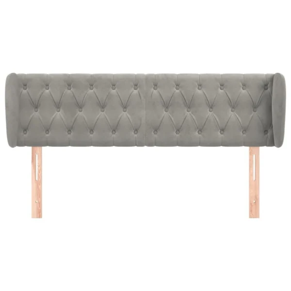 boutique paris VidaXL Tête De Lit Avec Oreilles Gris Clair 147x23x78/88 Cm Velours 4