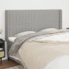 grande surprise VidaXL Tête De Lit Avec Oreilles Gris Clair 203x16x118/128 Cm Tissu 14