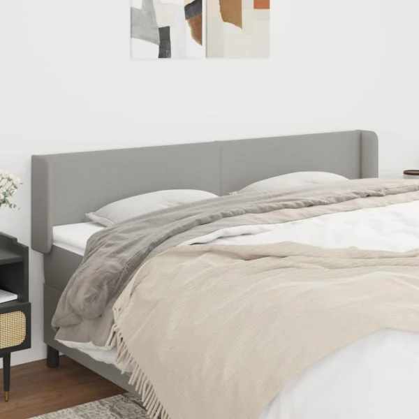 VidaXL Tête De Lit Avec Oreilles Gris Clair 203x16x78/88 Cm Tissu boutique pas cher 1