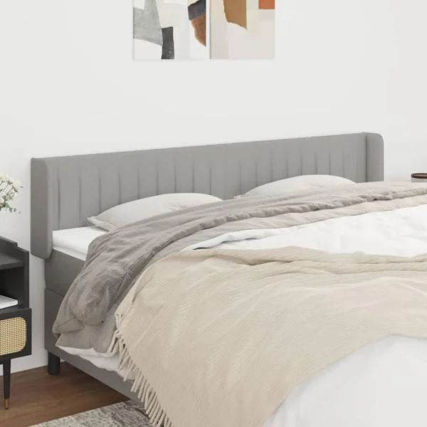 soldes magasin VidaXL Tête De Lit Avec Oreilles Gris Clair 203x16x78/88 Cm Tissu 1