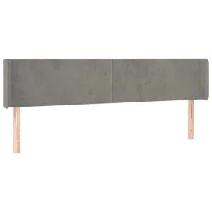 VidaXL Tête De Lit Avec Oreilles Gris Clair 203x16x78/88 Cm Velours en ligne 9