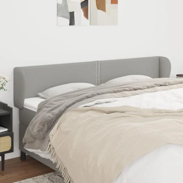 VidaXL Tête De Lit Avec Oreilles Gris Clair 203x23x78/88 Cm Tissu vente pas cher 1
