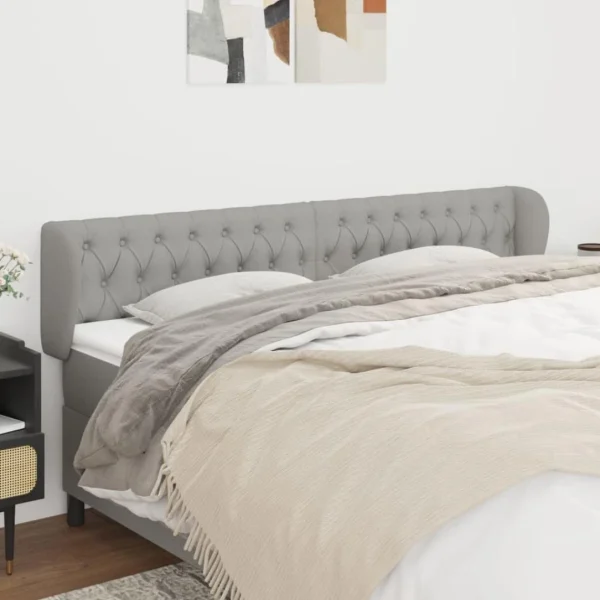 vente luxe pas cher VidaXL Tête De Lit Avec Oreilles Gris Clair 203x23x78/88 Cm Tissu 1