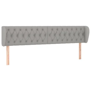 vente luxe pas cher VidaXL Tête De Lit Avec Oreilles Gris Clair 203x23x78/88 Cm Tissu 9