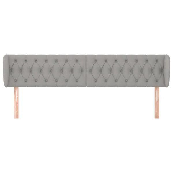 vente luxe pas cher VidaXL Tête De Lit Avec Oreilles Gris Clair 203x23x78/88 Cm Tissu 4