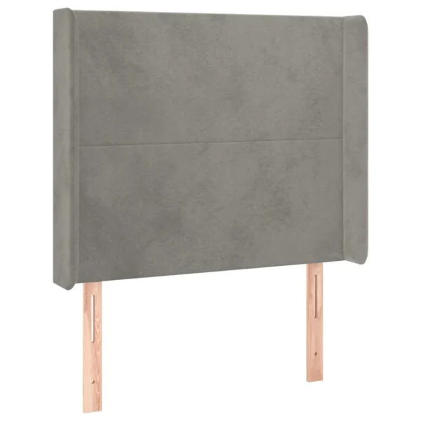 magasin en ligne france VidaXL Tête De Lit Avec Oreilles Gris Clair 93x16x118/128 Cm Velours 3