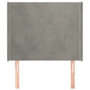 magasin en ligne france VidaXL Tête De Lit Avec Oreilles Gris Clair 93x16x118/128 Cm Velours 11