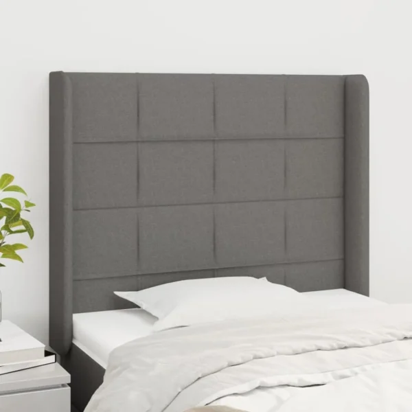 pas cher en ligne VidaXL Tête De Lit Avec Oreilles Gris Foncé 103x16x118/128 Cm Tissu 1
