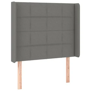 pas cher en ligne VidaXL Tête De Lit Avec Oreilles Gris Foncé 103x16x118/128 Cm Tissu 9