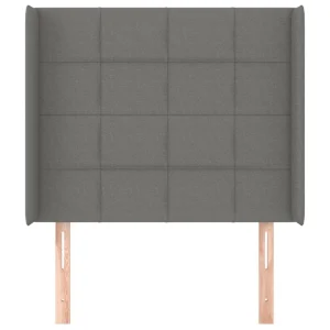 pas cher en ligne VidaXL Tête De Lit Avec Oreilles Gris Foncé 103x16x118/128 Cm Tissu 11