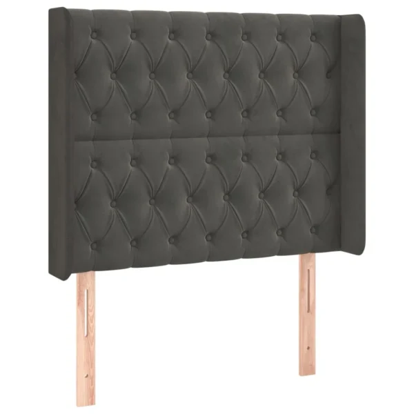 VidaXL Tête De Lit Avec Oreilles Gris Foncé 103x16x118/128 Cm Velour… REMISE allant jusqu. 3