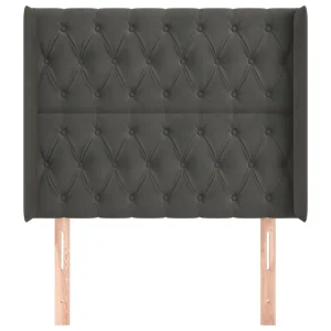 VidaXL Tête De Lit Avec Oreilles Gris Foncé 103x16x118/128 Cm Velour… REMISE allant jusqu. 11