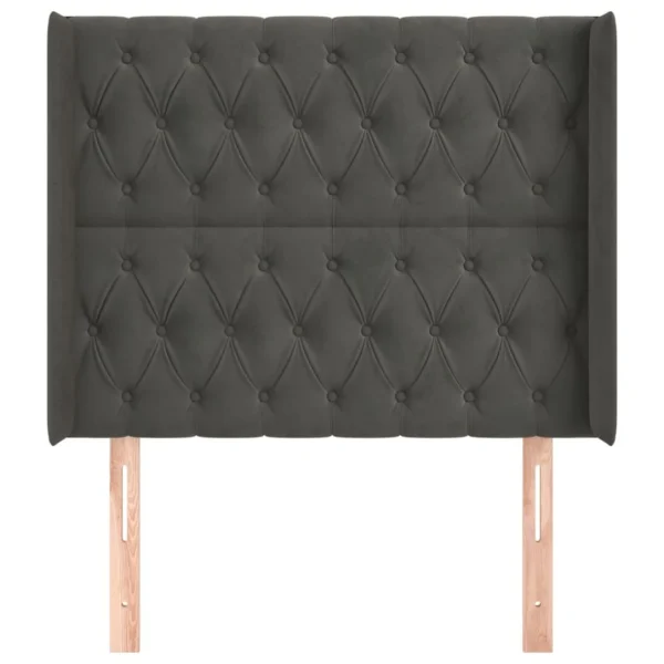 VidaXL Tête De Lit Avec Oreilles Gris Foncé 103x16x118/128 Cm Velour… REMISE allant jusqu. 4