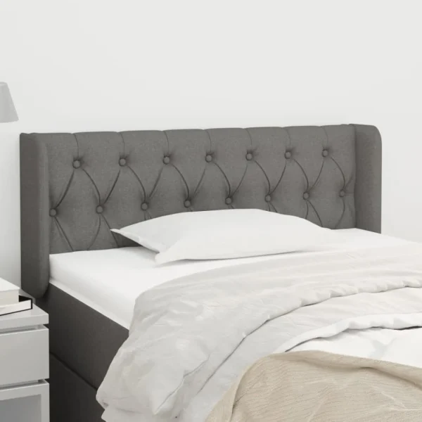 offre spéciale VidaXL Tête De Lit Avec Oreilles Gris Foncé 103x16x78/88 Cm Tissu 1
