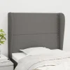 grande qualité VidaXL Tête De Lit Avec Oreilles Gris Foncé 103x23x118/128 Cm Tissu 19