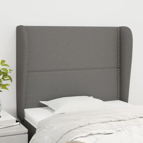 grande qualité VidaXL Tête De Lit Avec Oreilles Gris Foncé 103x23x118/128 Cm Tissu 1