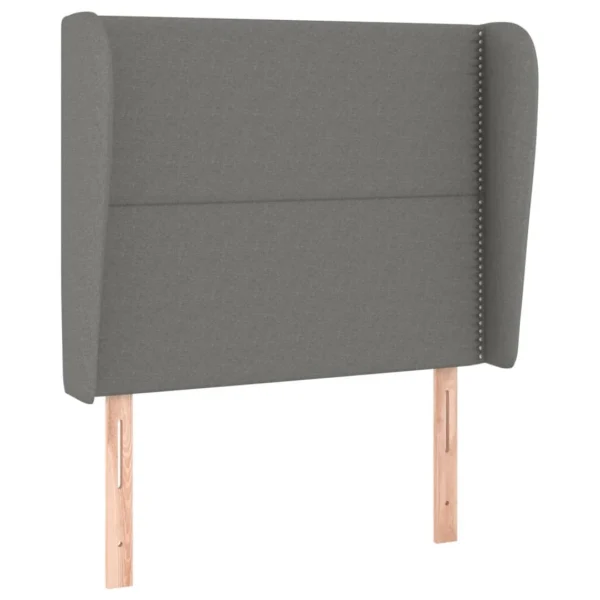grande qualité VidaXL Tête De Lit Avec Oreilles Gris Foncé 103x23x118/128 Cm Tissu 3