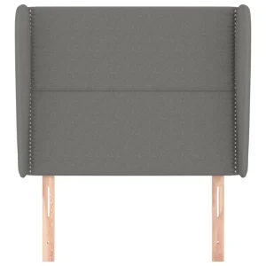 grande qualité VidaXL Tête De Lit Avec Oreilles Gris Foncé 103x23x118/128 Cm Tissu 11