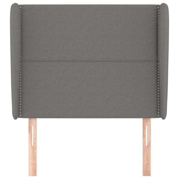 grande qualité VidaXL Tête De Lit Avec Oreilles Gris Foncé 103x23x118/128 Cm Tissu 4