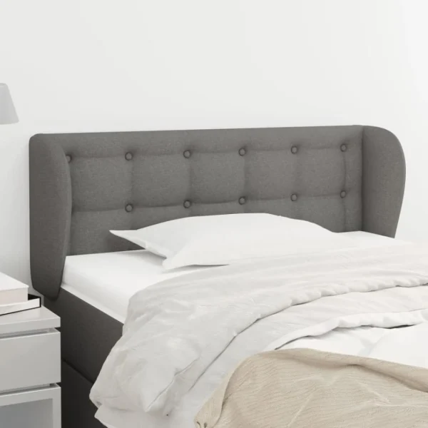 achetez pas cher VidaXL Tête De Lit Avec Oreilles Gris Foncé 103x23x78/88 Cm Tissu 1
