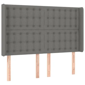 garantie de qualité VidaXL Tête De Lit Avec Oreilles Gris Foncé 147x16x118/128 Cm Tissu 9