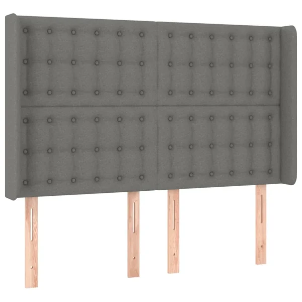 garantie de qualité VidaXL Tête De Lit Avec Oreilles Gris Foncé 147x16x118/128 Cm Tissu 3