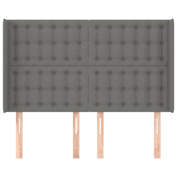 garantie de qualité VidaXL Tête De Lit Avec Oreilles Gris Foncé 147x16x118/128 Cm Tissu 4