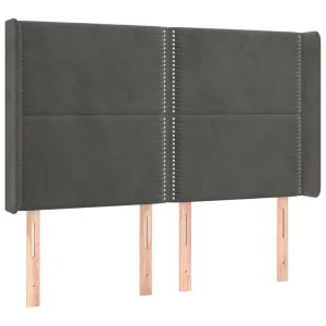 VidaXL Tête De Lit Avec Oreilles Gris Foncé 147x16x118/128 Cm Velour… qualité supérieure 9