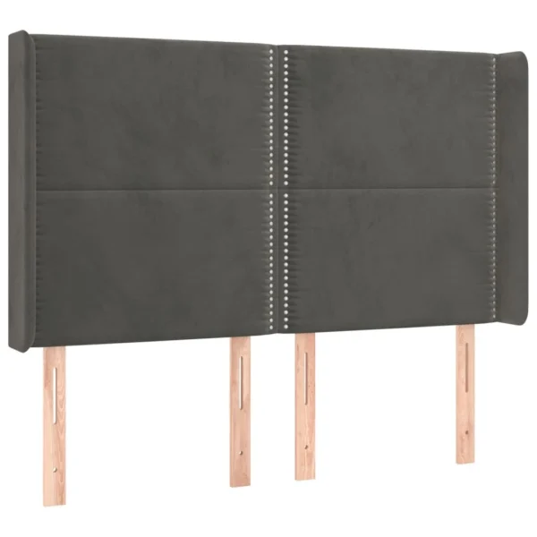 VidaXL Tête De Lit Avec Oreilles Gris Foncé 147x16x118/128 Cm Velour… qualité supérieure 3