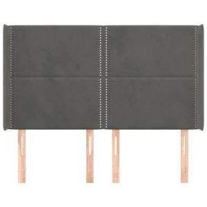 VidaXL Tête De Lit Avec Oreilles Gris Foncé 147x16x118/128 Cm Velour… qualité supérieure 11