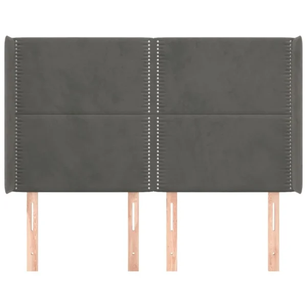 VidaXL Tête De Lit Avec Oreilles Gris Foncé 147x16x118/128 Cm Velour… qualité supérieure 4