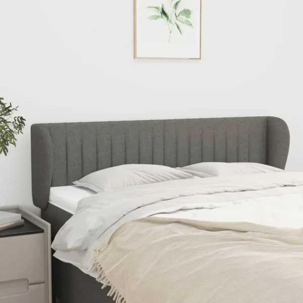 VidaXL Tête De Lit Avec Oreilles Gris Foncé 147x23x78/88 Cm Tissu le grand escompte 1