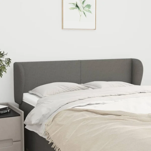 VidaXL Tête De Lit Avec Oreilles Gris Foncé 147x23x78/88 Cm Tissu Retour Facile et Gratuit 1