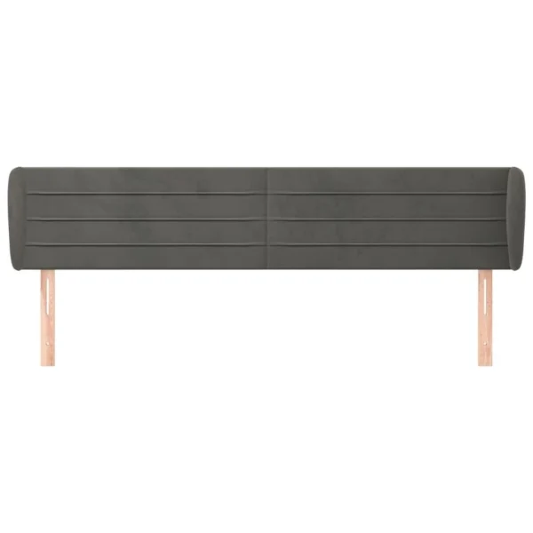 magasin solde VidaXL Tête De Lit Avec Oreilles Gris Foncé 163x23x78/88 Cm Velours 3