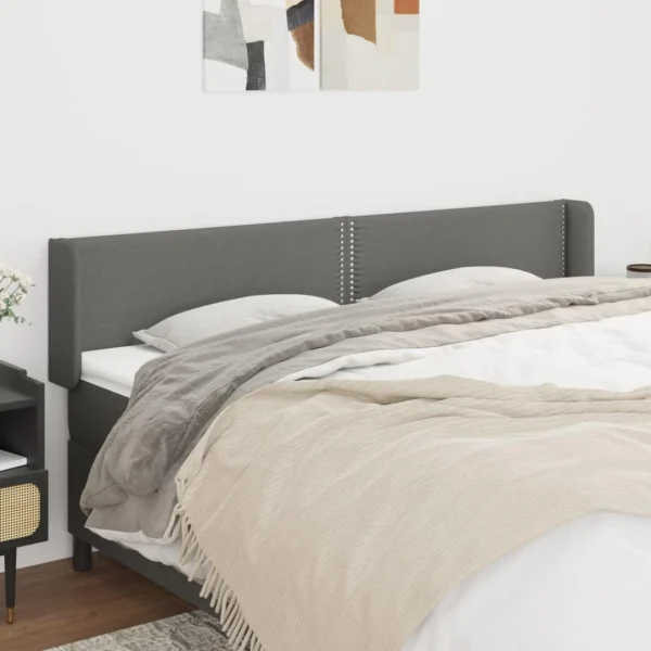 VidaXL Tête De Lit Avec Oreilles Gris Foncé 183x16x78/88 Cm Tissu haute qualité 1