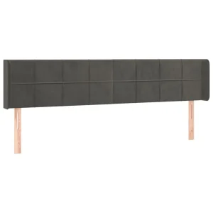 Distributeur Officiel VidaXL Tête De Lit Avec Oreilles Gris Foncé 183x16x78/88 Cm Velours 9