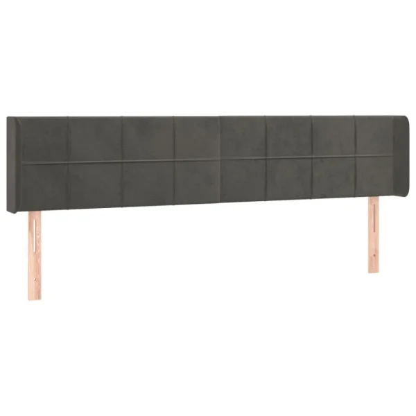Distributeur Officiel VidaXL Tête De Lit Avec Oreilles Gris Foncé 183x16x78/88 Cm Velours 3