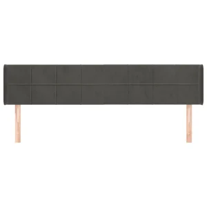 Distributeur Officiel VidaXL Tête De Lit Avec Oreilles Gris Foncé 183x16x78/88 Cm Velours 11