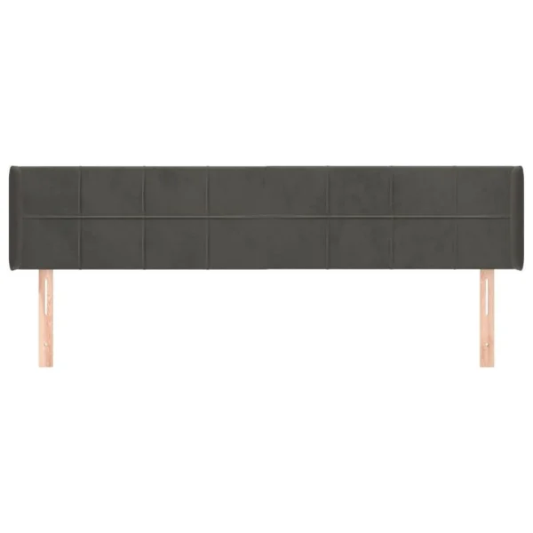 Distributeur Officiel VidaXL Tête De Lit Avec Oreilles Gris Foncé 183x16x78/88 Cm Velours 4