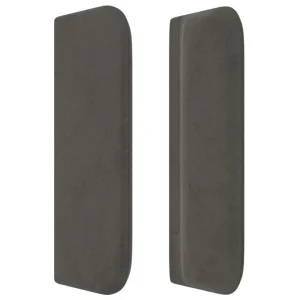 Distributeur Officiel VidaXL Tête De Lit Avec Oreilles Gris Foncé 183x16x78/88 Cm Velours 13